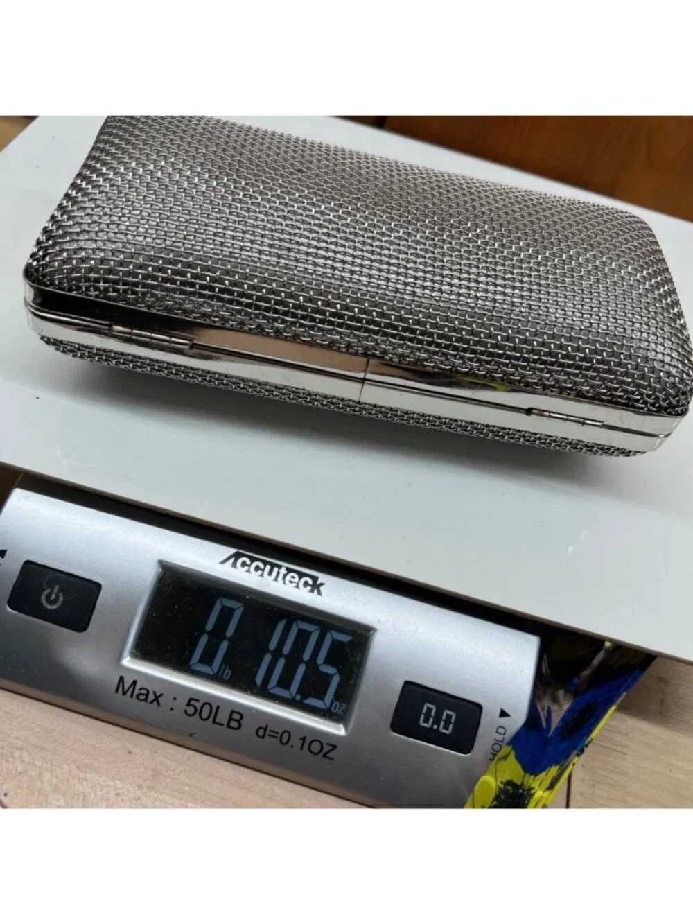 Oroton Freize Woven Silver Mesh Box Clutch Chain Strap Evening Glamour Retro